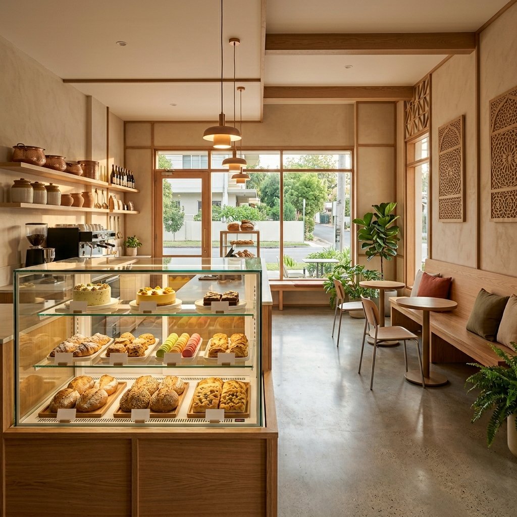 Modern bakery cafe interior
