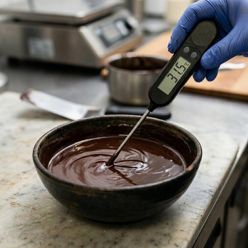 Weekend baking class in Delhi — students working with chocolate and pastry cream in a professional kitchen setting