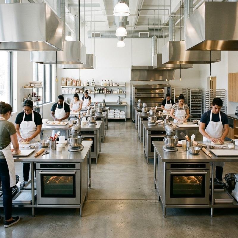 Truffle Nation baking institute Delhi classroom with students at professional workstations