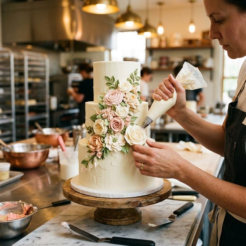 Sugar flower techniques being taught at Truffle Nation's professional pastry program in Delhi